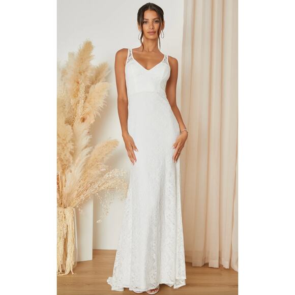 White Dress Wedding Dresses Lulus Lulus Dresses Lulus Beloved Eternity White  Lace Sleeveless Backless Maxi Dress Wedding S Nwt Poshmark